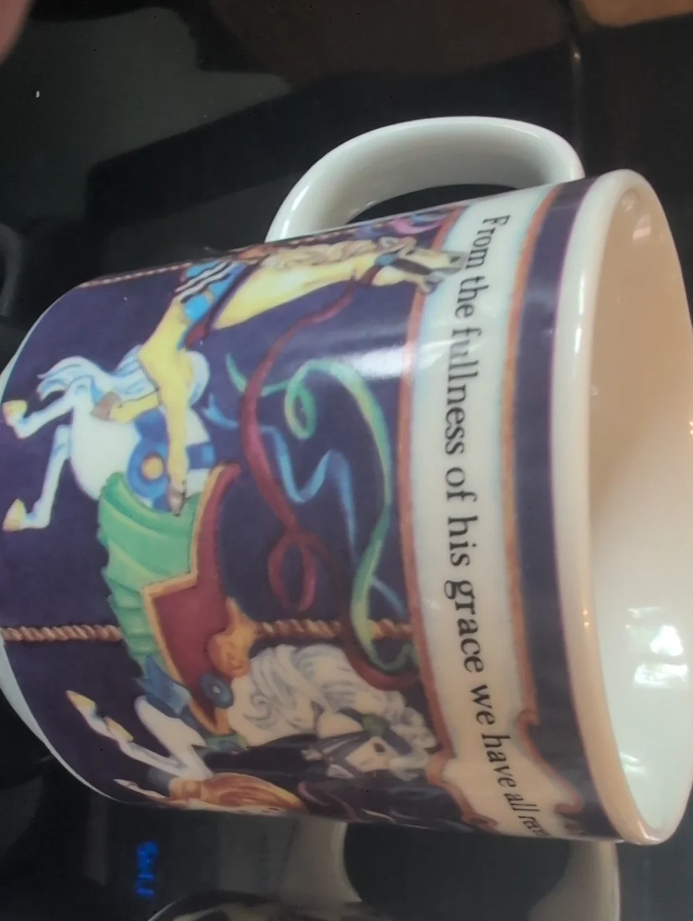 Carousel Carousel-Illustrated Purple Ceramic Coffee Mug - Unbranded